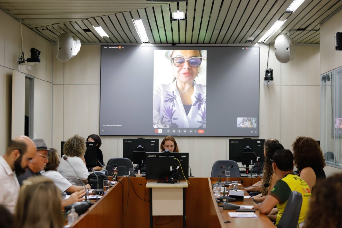 Vereadora e convidados durante audiência pública sobre a Mata do Planalto