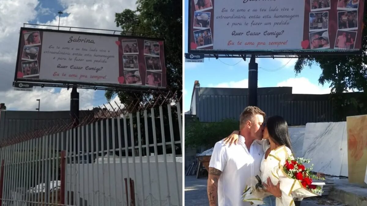 Empresário paga R$ 5 mil para pedir namorada em casamento em outdoor no Estoril