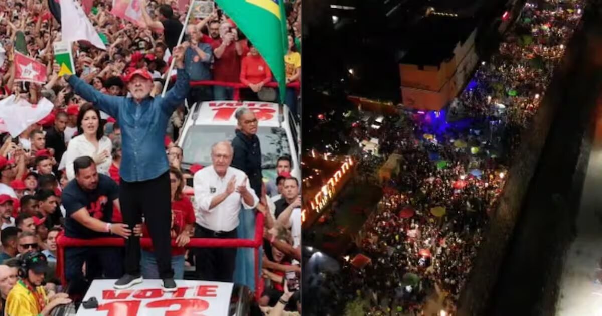 Apoiadores nas ruas para celebrar o resultado.