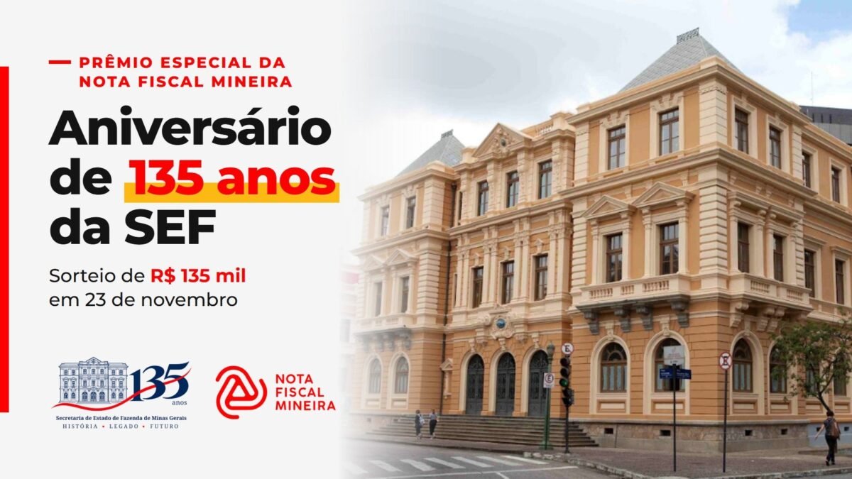 Nota Fiscal Mineira vai sortear prêmio de R$ 135 mil em novembro